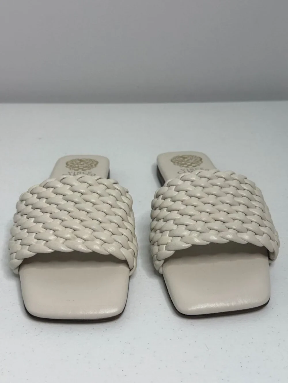 Vince Camuto Woven Leather Flat Slides Size 8.5